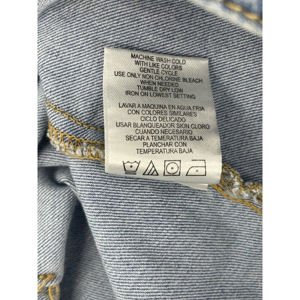 Blue Jean Denim Mini Skirt Button Front Pockets Size Medium Y2K - Picture 12 of 15